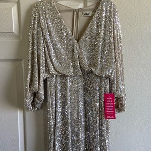 Eliza J Size 6 Silver Party Dress